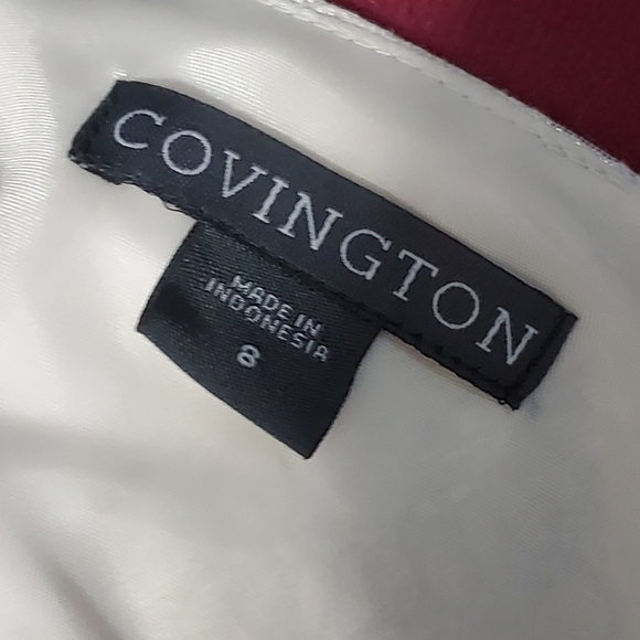 White Silver Damask Brocade Cocktail Dress Covington Short Sleeveless Christmas - Picture 8 of 9